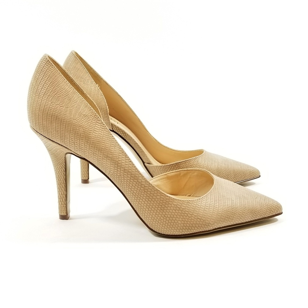 Nine West 8.5M Heels Taupe Textured Slip-on 4 in.